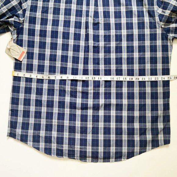 ST. John’s Bay 100% Cotton Blue & White Plaid Classic Fit XL Button-Down Shirt - Picture 6 of 15